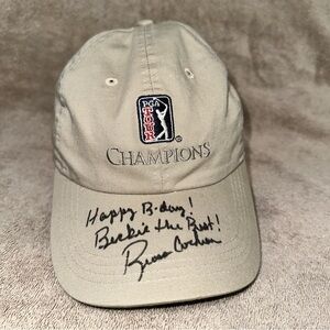 Autographed Russ Cochran PGA Tour Champions Hat Charles Schwab Cup Ahead Cap Tan